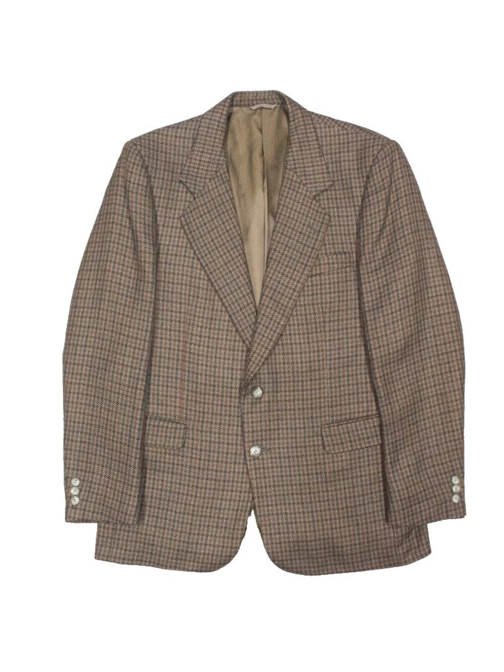 Vintage Eaton Blazer Houndstooth Tweed Wool Sport Coat Brown Canada 40R